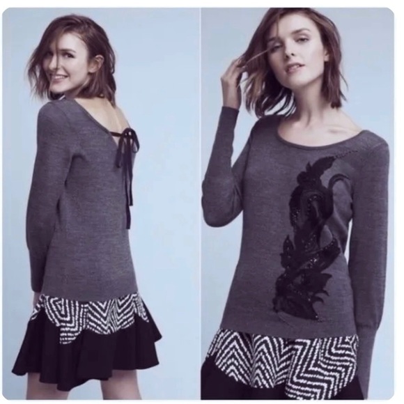 Anthropologie Angel Of The North Torie Tie-Back Sweater Size  medium Grey - Picture 1 of 7